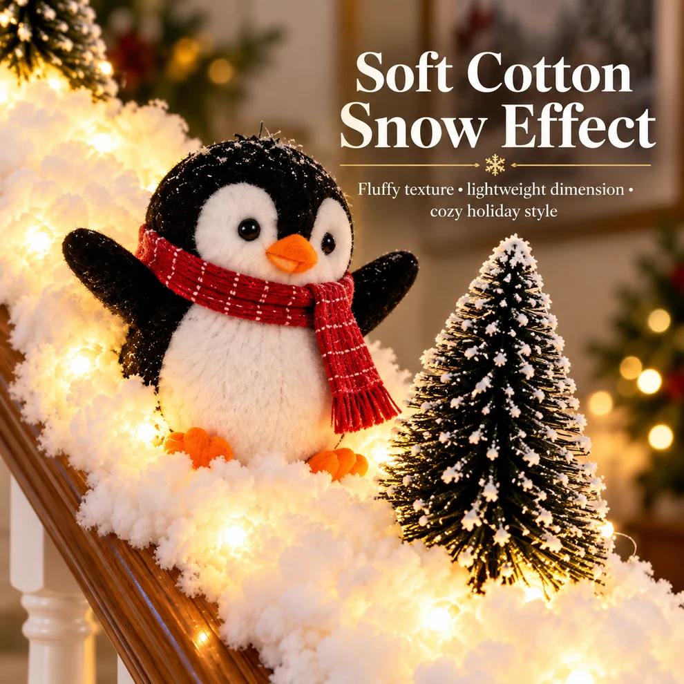 Playful Penguin Snowy Stair Railing Decor